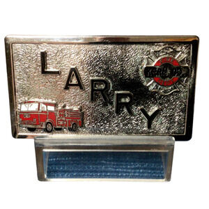 Vtg Kern County CA Fire Department Larry Petree Belt Buckle Hook Fast 899A A
